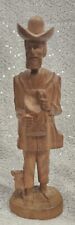 Old Vintage Hand Carved Wooden Figure Statue Traveler Barefoot with dog 9.75