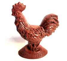 Vintage Cast Iron Brownish Red Rooster 6 Inch Tall Figurine Decor picture