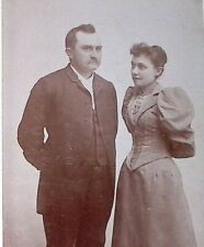 1890s Cabinet Card David City NE Man & Woman In Playful Pose Victorian Dress A39 picture