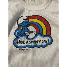 Vintage Have a Smurfy Day Smurf Thermal Long John Pajamas kids 8/10 picture