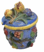 Antique Italian Fruit Motif Sugar Bowl With Lid Made In Italy picture