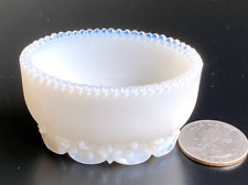 Antique EAPG Victorian Oval Opaque Milk Glass Scrolls Individual Open Salt picture