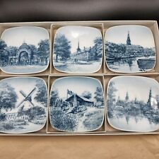 6 Bing Grondahl Mini Plates Set Kjeld Bonfils & Box Copenhagen Blue Gift READ picture