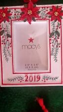 Macys Holiday Lane 2019 Picture Frame Ornament Red Poinsettia Holly Berry NWT picture