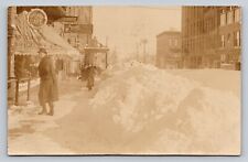 RPPC  Main Street Snow Drifts People Cafe Ice Cream Sign Sioux Falls Photo P321A picture