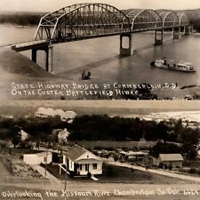 x2 LOT c1920s Chamberlain, SD RPPC Missouri River Bridge Hwy Real Photo PC A195 picture