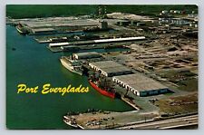Aerial View Of Port Everglades of FORT LAUDERDALE Florida Vintage Postcard 0715 picture