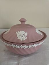 Wedgwood Jasperware Pink Floral Spiral Fluted Powder/Candy/Trinket Box 5.5