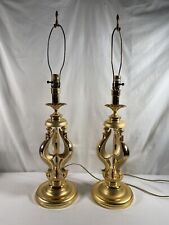 Pair of Heavy Large Tall Gold Trophy Table Lamp Buffet Lamp  picture