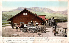 Gardiner MT Montana UP RAILWAY STATION 1905 POSTCARD Pass. Train Horse & Wagons picture