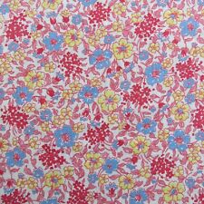 VINTAGE Red Yellow Blue Floral Lightweight Gauze Cotton Fabric 3pc approx 7.5yd picture
