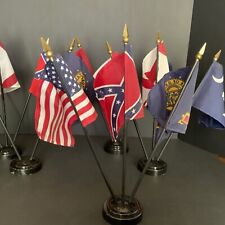 Vintage Lot of 13 State  Flags With 5 Stands picture