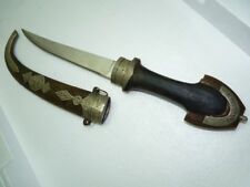 Antique Islamic Shibriya Dagger, Egyptian Style Wood and Brass Handle, L 41 cm picture