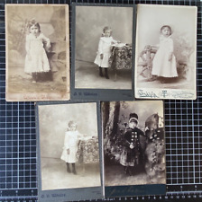 Antique 1880s Cabinet Card Photos Children Girl Victorian Photograph Kansas Iowa picture