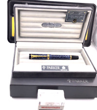 GRAIL MADE IN USA PARKER DUOFOLD Blue Marble Fountain Pen 18K M nib MINT picture