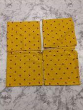 Set Of 4 Vintage Yellow Flowers French Provincial Napkins Cotton Made In France picture