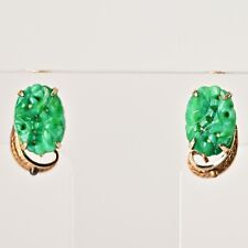 VAN DELL Original Vintage Signed Designer 12k Gold Jade Jadeite Estate Earrings picture