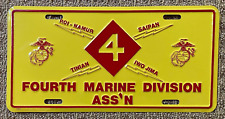 ANTIQUE  U.S. MARINE CORPS 4th MARINE DIVISION ASS'N NUMBER PLATE FILLER picture