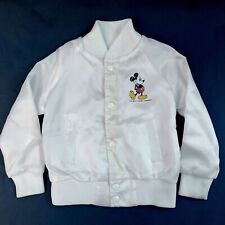 Disney Locker Line Kids 4 Snap Button White Silky Vintage Mickey Jacket USA 🇺🇸 picture