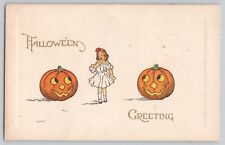 1912 Halloween Greeting Postcard JOL Jack O'Lantern and Girl Postcard Gibson picture