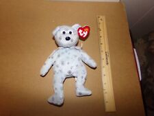 Ty Beanie Babies flaky the silver bear with shiny snowflakes. mwmt picture