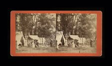 Rare Antique Stereoview Photo Camping / Adirondacks Camp Site Scene - Fishing picture