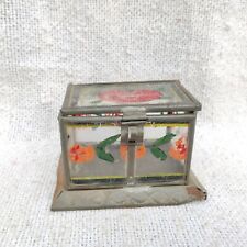 Vintage Reverse Glass Hand Painted Floral Leaf Art Jewellery Box Decorative G789 picture