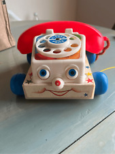 Fisher Price Chatter Box Phone Pull Toy Telephone On Wheels vintage 1985 Works picture