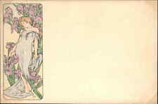 Alphonse Mucha Art Nouveau Beautiful Woman Panel Series 1890s Unused Postcard picture