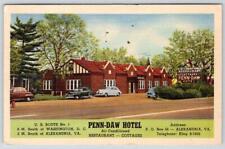 1954 PENN-DAW HOTEL*ALEXANDRIA VIRGINIA*VA*RESTAURANT*COTTAGES*LINEN POSTCARD picture