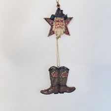 Cowboy Santa Claus with Dangling Cowboy Boots Christmas Tree Ornament picture