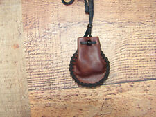 Native American Deerskin Leather Medicine Bag, Buckskin Necklace Pouch, 3