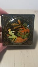 russian lacquer trinket box vintage with Bird of Fire picture