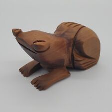 Vintage Carved Wooden Frog Figurine Rustic Wood Folk Art picture