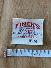 Vintage dead stock labels Finck's Sanforized with the famous pig art small shirt picture