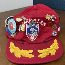US Military Veteran Hat Cap With Pins Insignias Rakkasan Airborne Korea picture