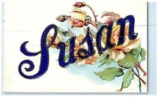 c1910's Susan Name Glitter And Flowers Embossed Posted Antique Postcard picture