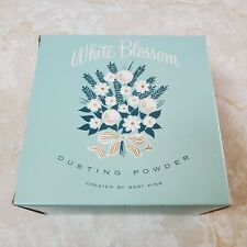 Vintage White Blossom Dusting Powder Created by Mary King Blue White w/ Box picture