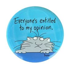 VTG Sandra Boynton Grumpy Cat Opinion Giant Novelty Pinback Button Plaque 6.25” picture