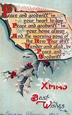 Christmas Greetings Embossed Postcard. Christmas Best Wishes picture