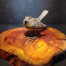 Small Bird Figurine Carved Wood With Metal Legs picture