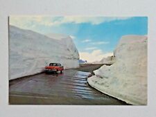 Vintage Chrome Postcard Huge Snow Banks Beartooth Hi Way in June Car 9001 picture