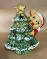 Vintage Holiday Votive Holder with Christmas Tree and Bear picture