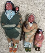 Vintage Skookum Native American Chinook Indian Dolls 15”w/Papoose Baby Lot Of 3 picture