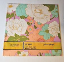 VTG MCM Gift Wrap Paper American Greetings Sealed 2 7.9 Sq Ft Flowers Purple picture