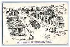 1909 Animals in Main Street Delaware Ohio OH Cleve & CIN RPO Antique Postcard picture