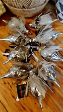 Robert Stanley Mercury Blown Glass Ornaments With Feathers And Bling Set Of 9 picture