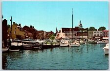 Annapolis Maryland, Downtown View, Boats On Water, Dock, Vintage Postcard picture
