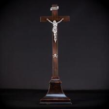 Altar Crucifix | Antique Standing Wooden Cross |Solid Silver Jesus Christ 20.1