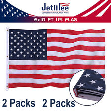 Jetlifee 2 Pack 6x10FT American USA US Flag Banner Embroidered Stars Heavy Duty picture